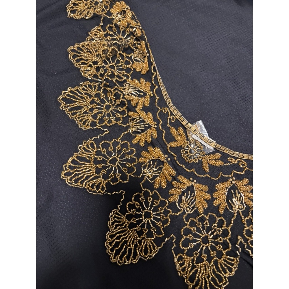 Vtg. Victorian Style Gold Glass Beaded Collar Scarf ~Scalloped Evening Glam NWT - Picture 12 of 13